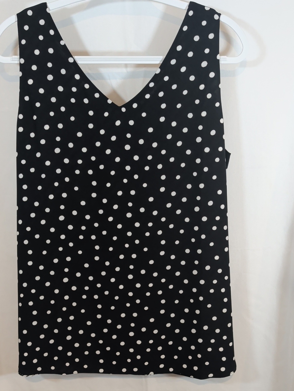 Chico's Reversable Black and White Polka Dot V-Neck/Plaid DesignTank